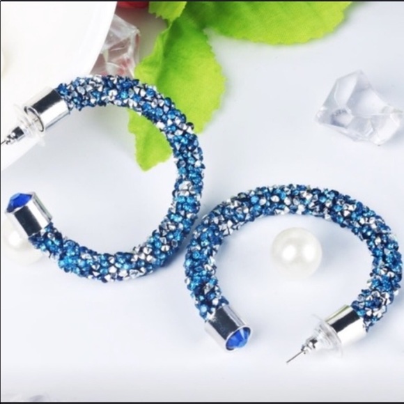 Semicircle Crystal Earrings - Picture 2 of 6